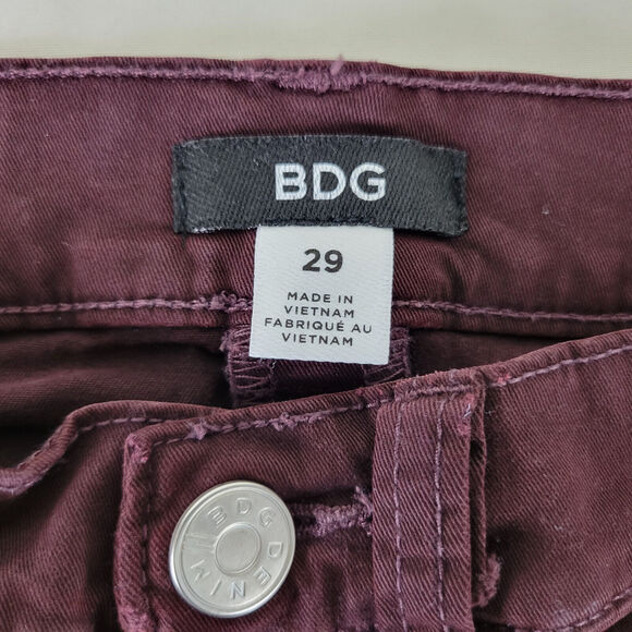 BDG Jeans Womens 29 Maroon‎ Denim Low Rise Jegging Zip Ankle W28 x L27.5 - Picture 9 of 16